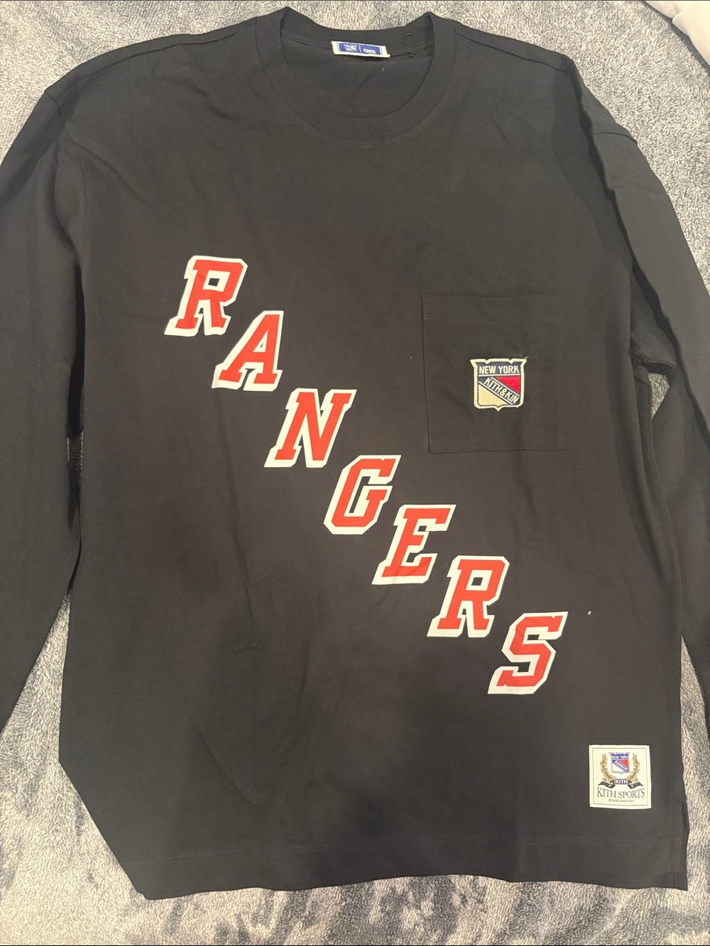 Kith Black Long-Sleeve Tee Red & White 'RANGERS' new without tags never worn